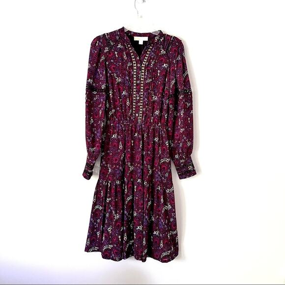 Michael Kors Burgundy Paisley Dress Size 2 - Work or Night Out - Picture 5 of 14